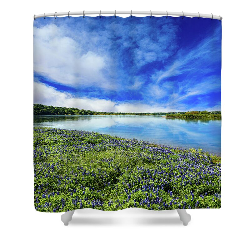 Austin Shower Curtain featuring the photograph Texas Bluebonnets by Raul Rodriguez