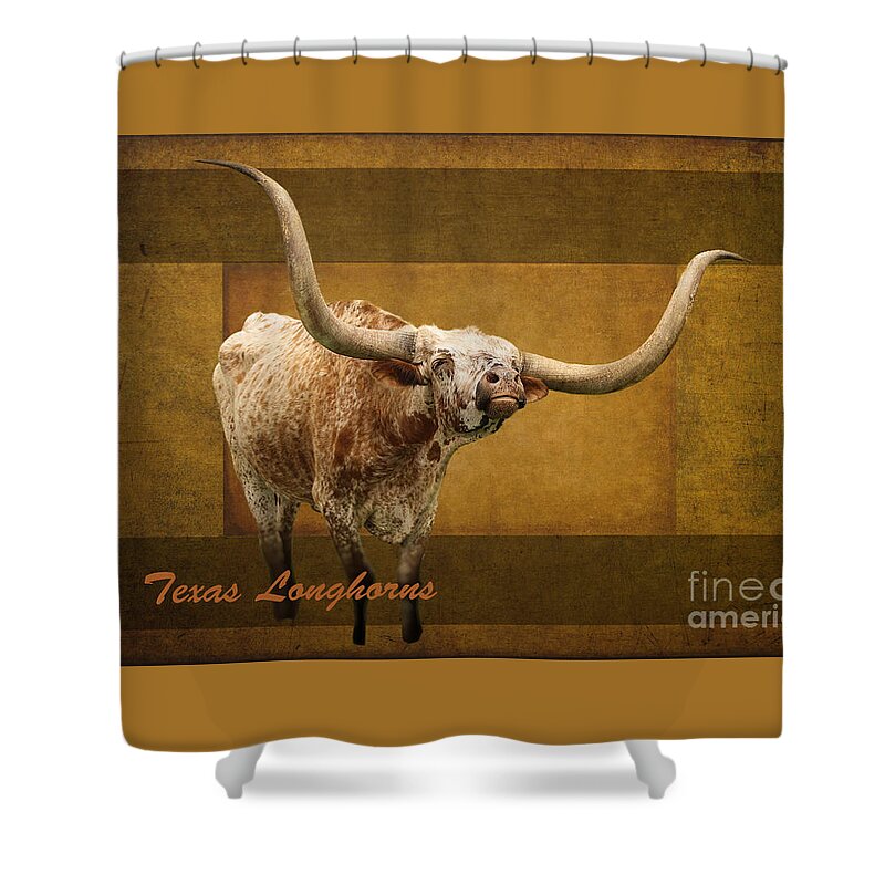 Longhorn Shower Curtain featuring the photograph Texas Longhorns by Ella Kaye Dickey