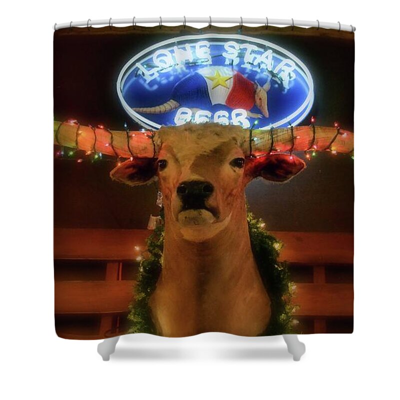 Christmas Cards Shower Curtain featuring the photograph Texas Reindeer by Nadalyn Larsen