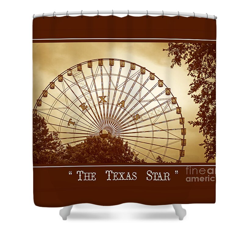 Texas Star Ferris Wheel Shower Curtain featuring the photograph Texas Star in Gold by Imagery by Charly