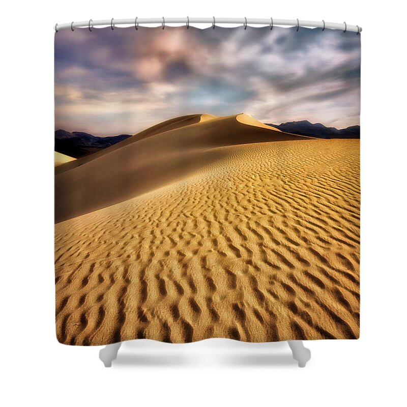 Sunrise Shower Curtain featuring the photograph Textured Dunes by Nicki Frates
