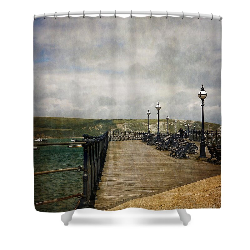 Coast Shower Curtain featuring the photograph Textures On Swanage Pier by Linsey Williams