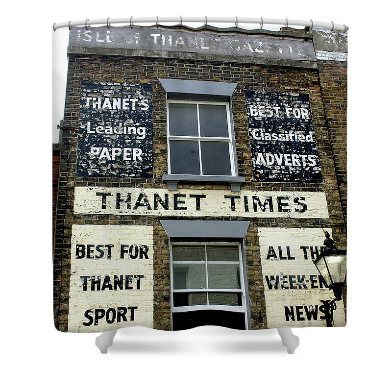 Thanet Shower Curtain featuring the photograph Thanet Times Ghost Sign by Heather Lennox
