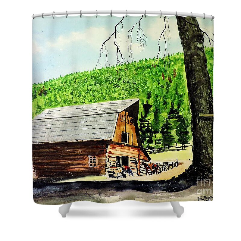 Wyoming Shower Curtain featuring the painting That Barn From That Movie by Tom Riggs