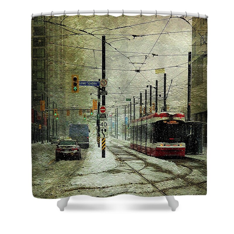 Toronto Shower Curtain featuring the digital art That Day It Snowed 1 by Nicky Jameson