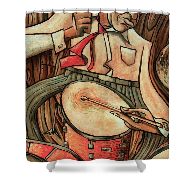 Buddy Rich Shower Curtain featuring the painting That's Rich by Sean Hagan