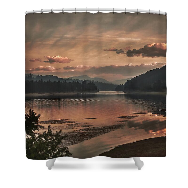 Sunrise Shower Curtain featuring the photograph The adventure begins by Loni Collins