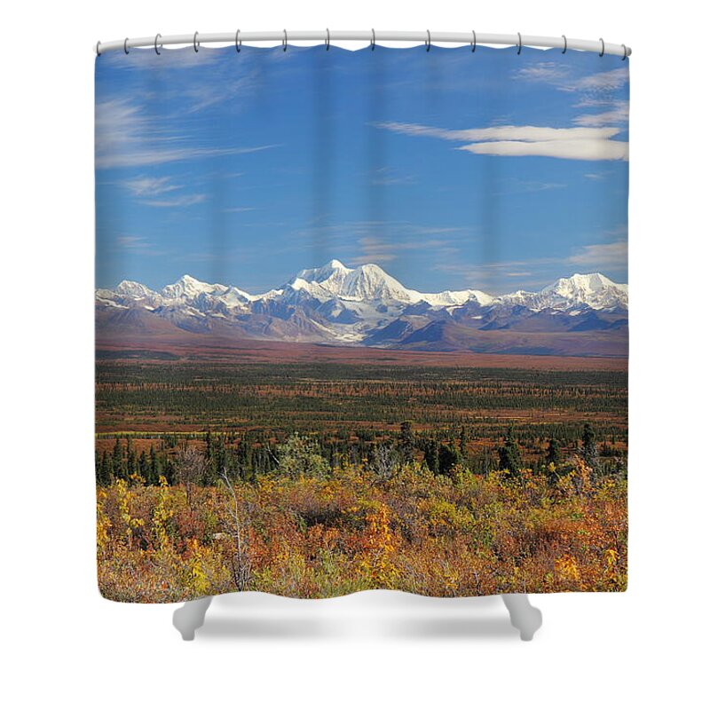 Alaska Shower Curtain featuring the photograph The Alaska Range From The Denali Highway by Steve Wolfe