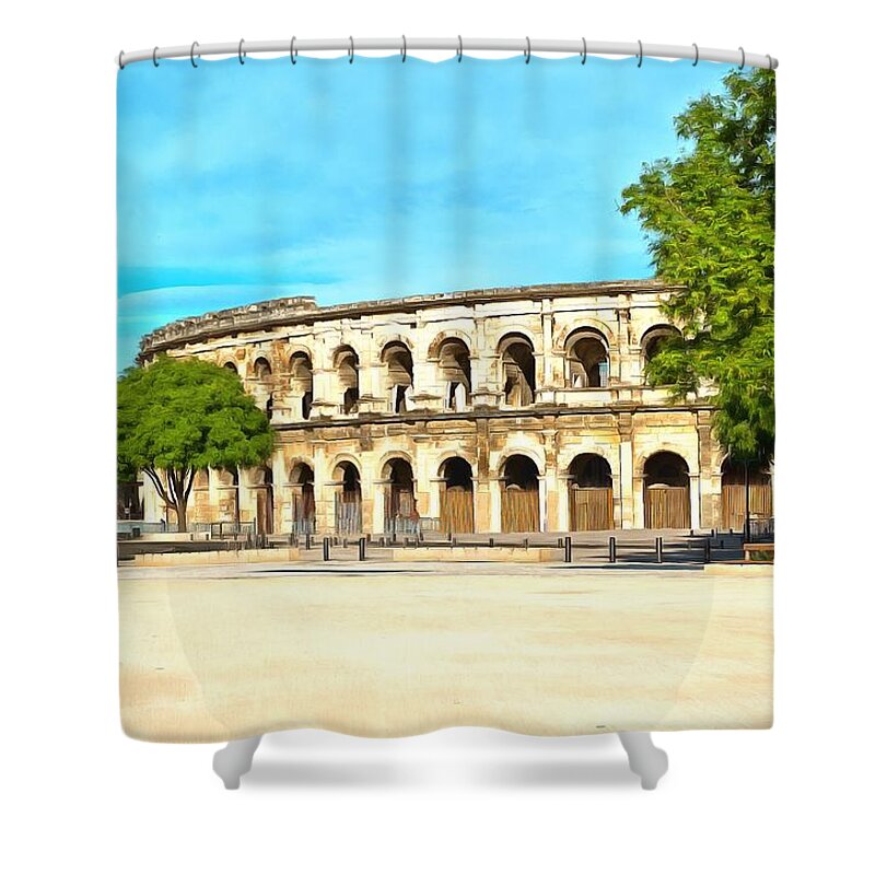 Amphitheatre Shower Curtain featuring the photograph The Amphitheatre Nimes by Scott Carruthers