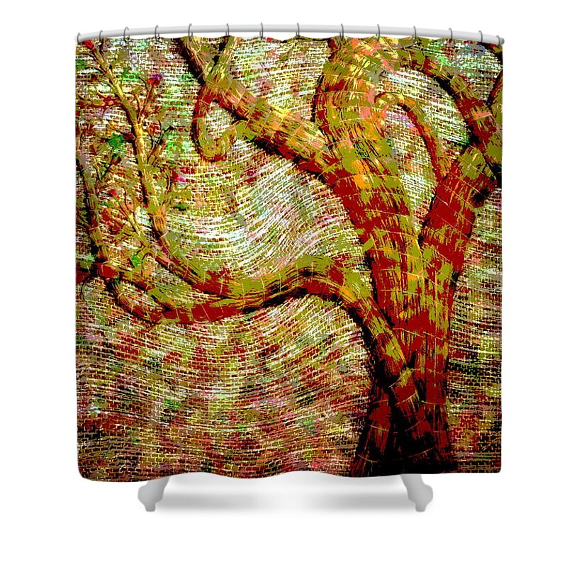 Tree Shower Curtain featuring the digital art The Ancient Tree Of Wisdom by Joyce Dickens
