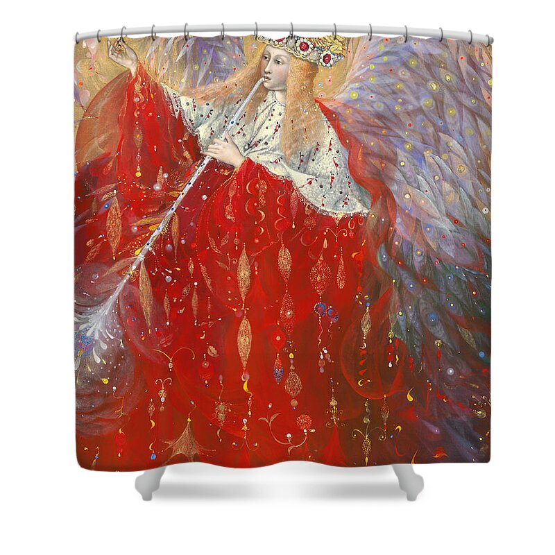 Angel Shower Curtain featuring the painting The Angel of Life by Annael Anelia Pavlova