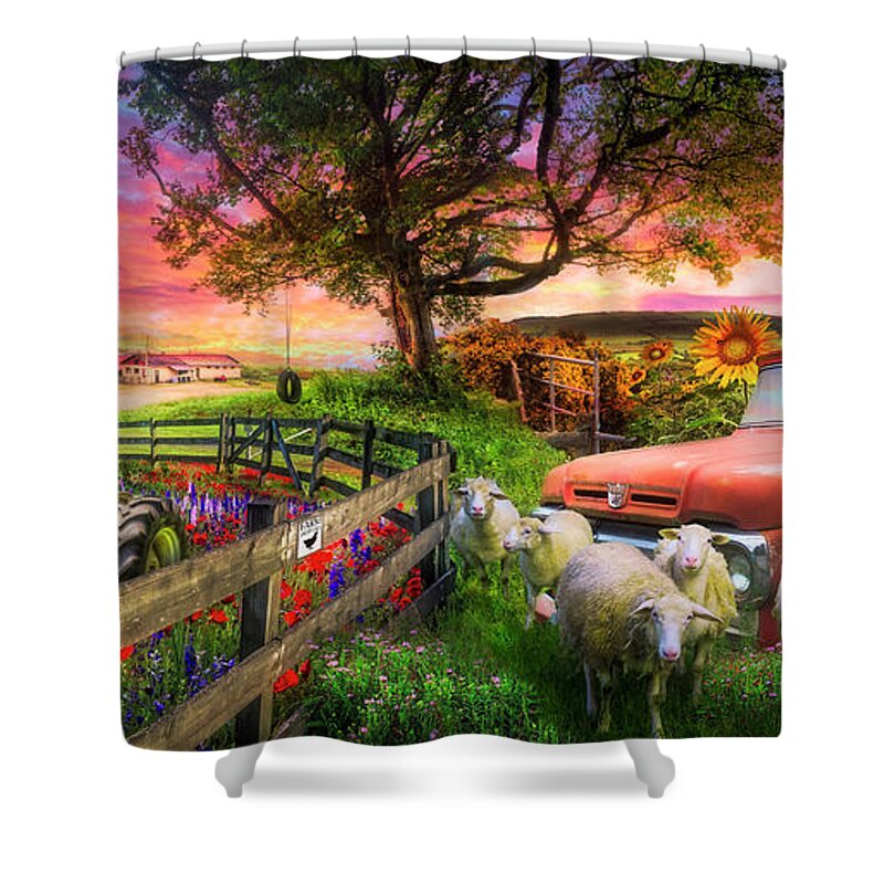 Appalachia Shower Curtain featuring the photograph The Appalachian Farm Life in Beautiful Morning Light by Debra and Dave Vanderlaan