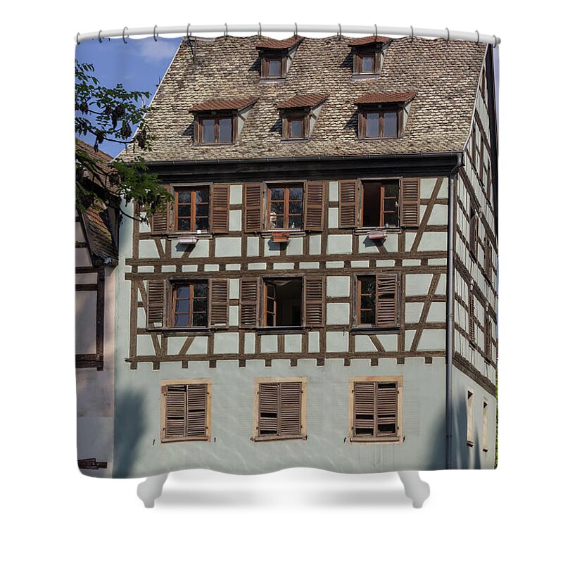 Alsace Shower Curtain featuring the photograph The Aqua House by Teresa Mucha