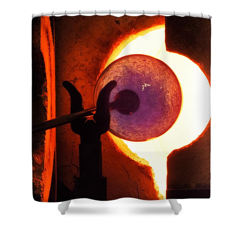 Glass Blowing Shower Curtain featuring the photograph THE ART of MAKING GLASS by Karen Wiles
