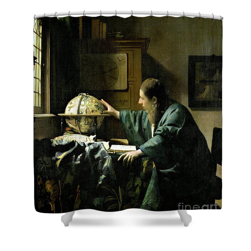 Jan Vermeer Shower Curtain featuring the painting The Astronomer by Jan Vermeer
