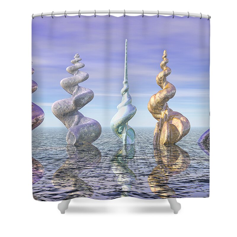 Computer Shower Curtain featuring the digital art The Augers of Time by Manny Lorenzo