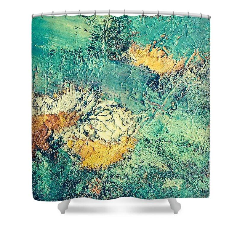 Contemporary Abstract Shower Curtain featuring the painting The Way It Would Be If It Were by Dennis Ellman