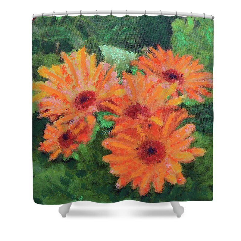 Gerber Shower Curtain featuring the painting The Babies Gerber by Deborah Boyd