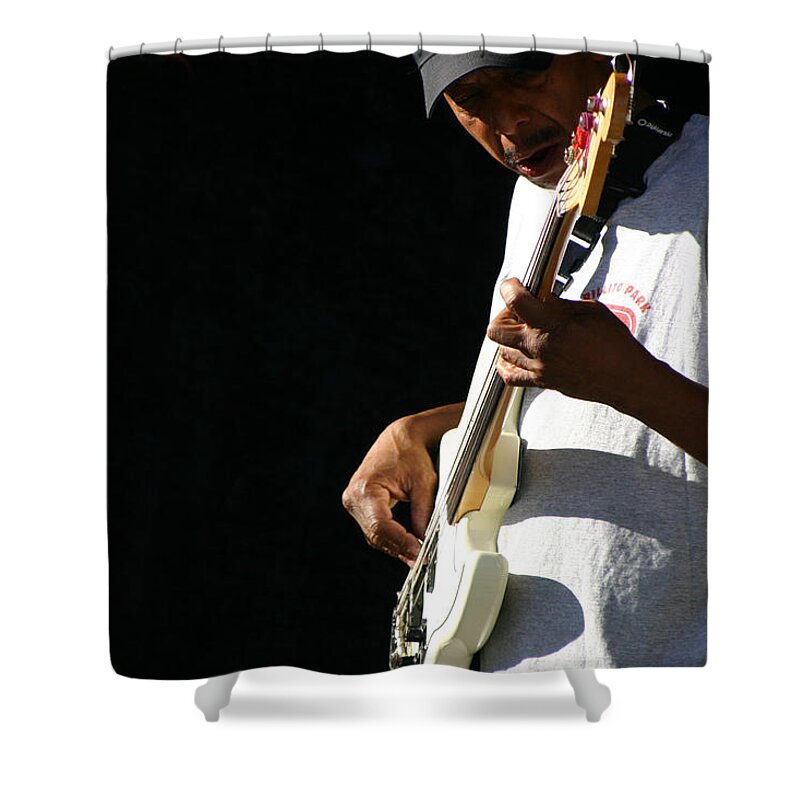 Guitar Shower Curtain featuring the photograph The Bassman by Joe Kozlowski