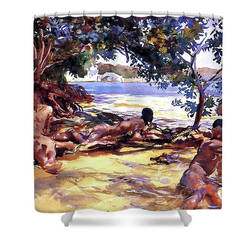 Bathers Shower Curtain featuring the painting The Bathers by John Singer Sargent