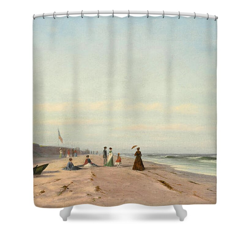 Francis Augustus Silva Shower Curtain featuring the painting The Beach at Long Branch New Jersey by Francis Augustus Silva