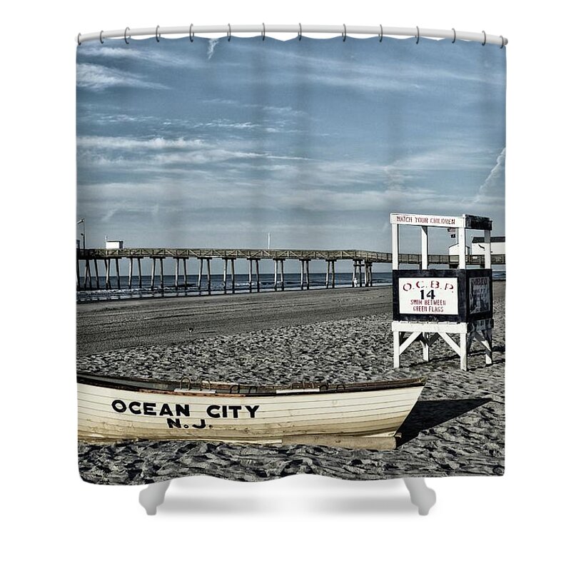 Ocean City Shower Curtain featuring the photograph The Beach At Ocean City, NJ by James DeFazio