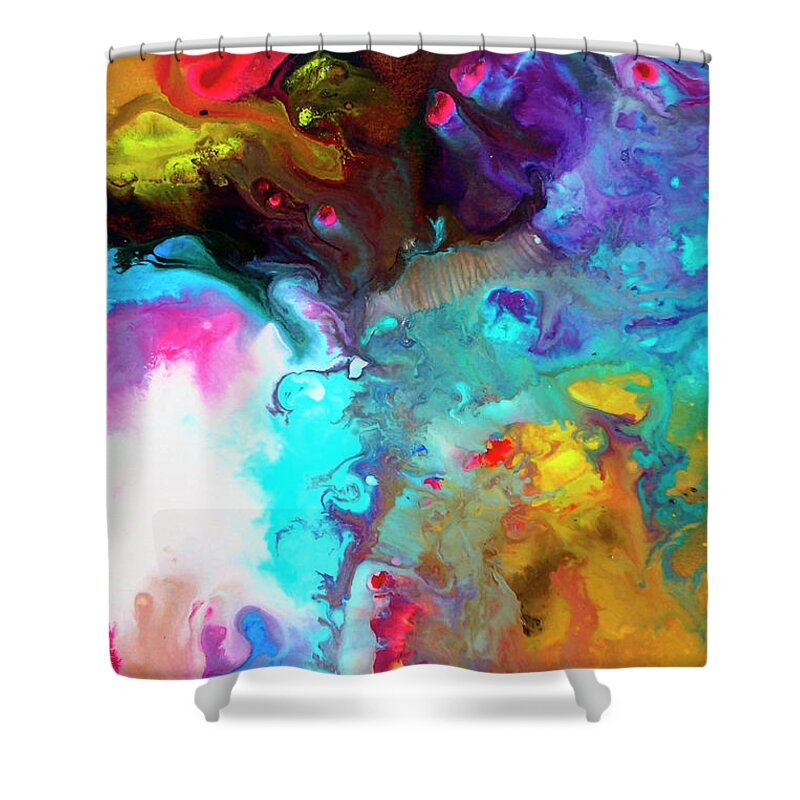 Fluid Art Shower Curtain featuring the painting The Beauty of Spring, Canvas Three by Sally Trace