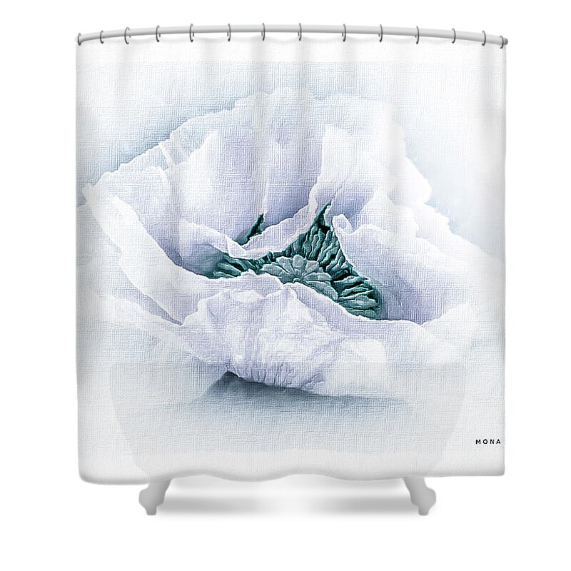 Mona Stut Shower Curtain featuring the digital art The Beauty Of White Poppy by Mona Stut