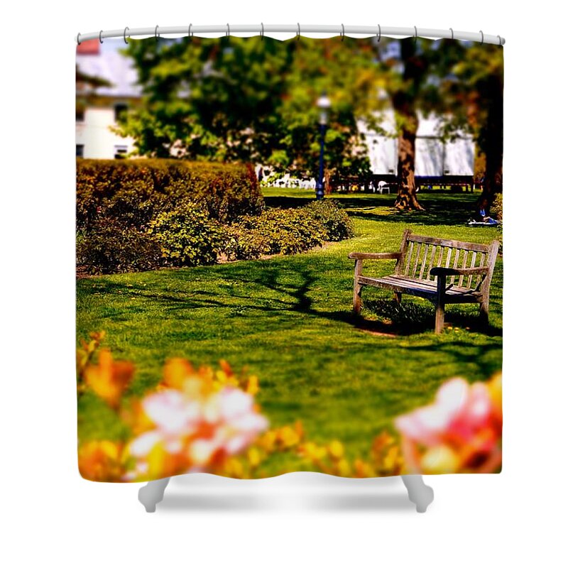 Spring Shower Curtain featuring the photograph The bench by Ivana Kovacic