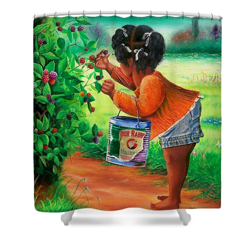 Berry Shower Curtain featuring the painting The Berry Girl by Arthur Covington