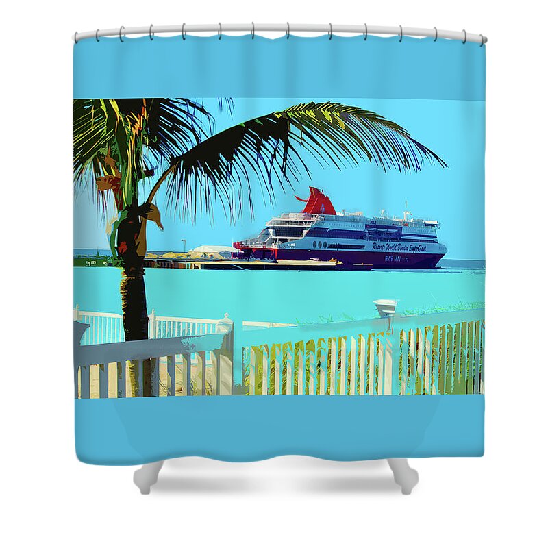 Boat Shower Curtain featuring the painting The Bimini Boat by CHAZ Daugherty