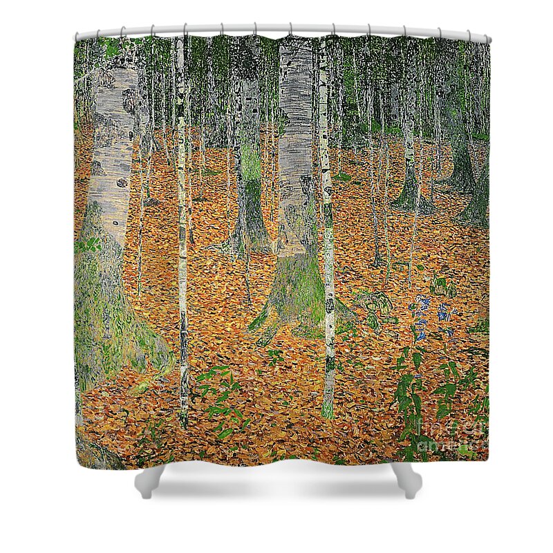 The Shower Curtain featuring the painting The Birch Wood by Gustav Klimt