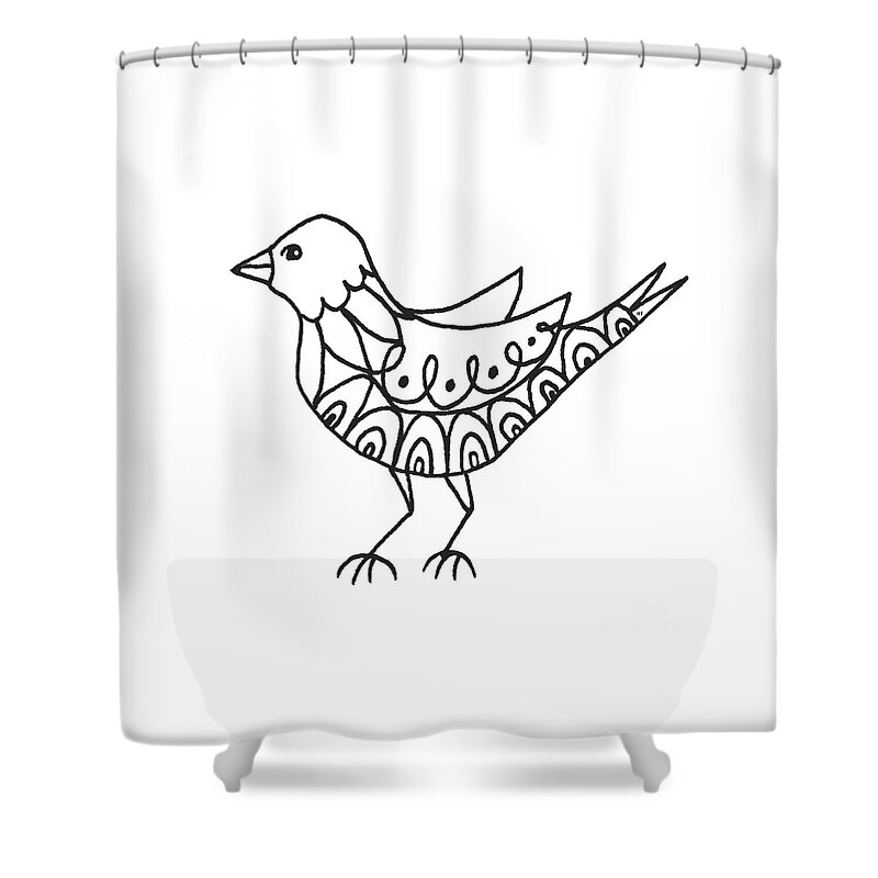 The Bird By Helena Tiainen Shower Curtain featuring the drawing The Bird by Helena Tiainen