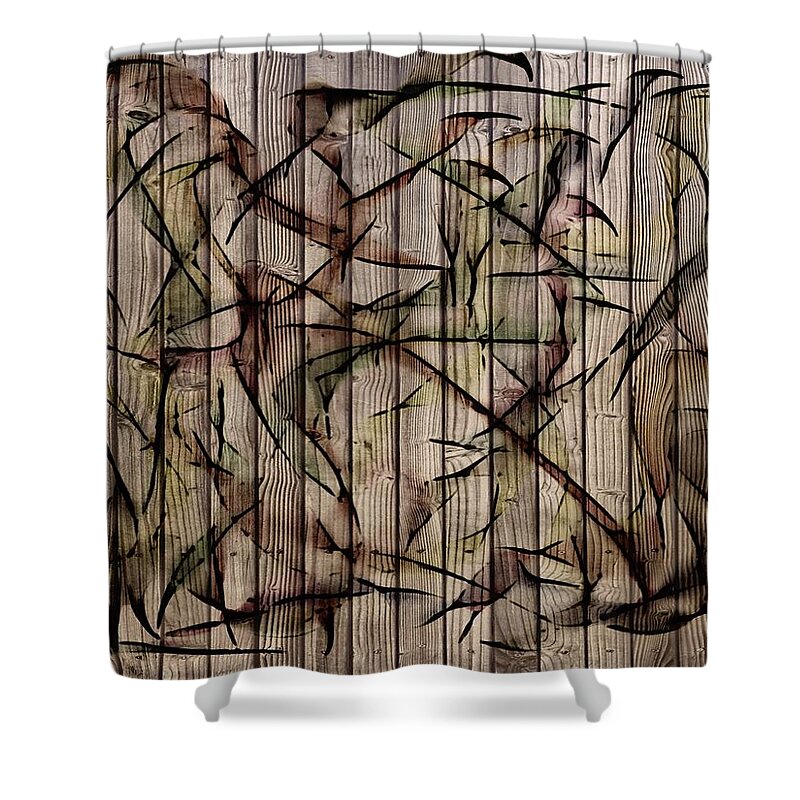 The Birds Abstract Shower Curtain featuring the painting The Birds Abstract by Marian Lonzetta