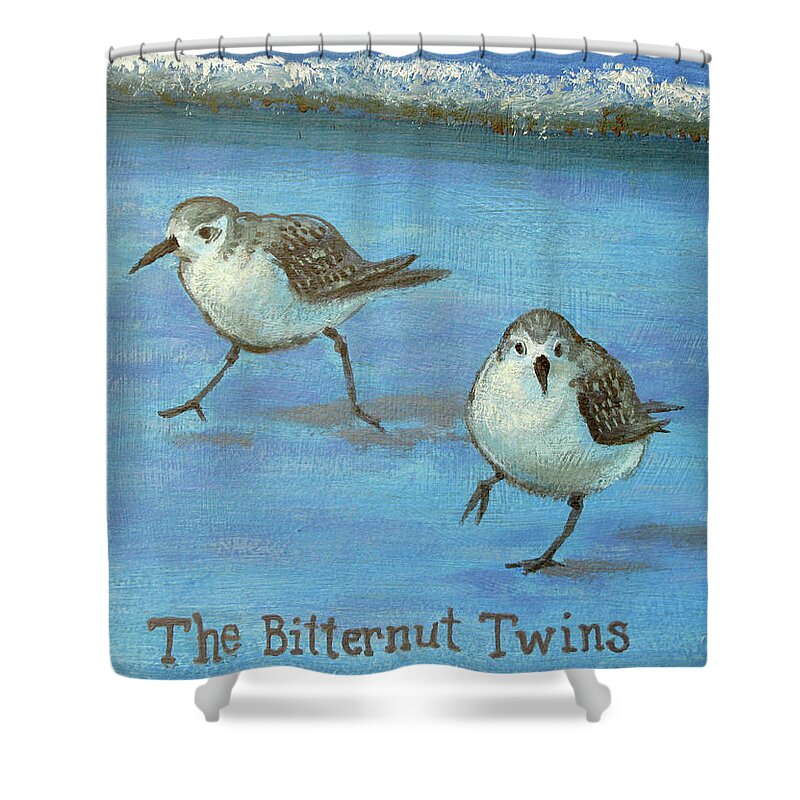 Birds Shower Curtain featuring the painting The Bitternut Twins by Don Morgan