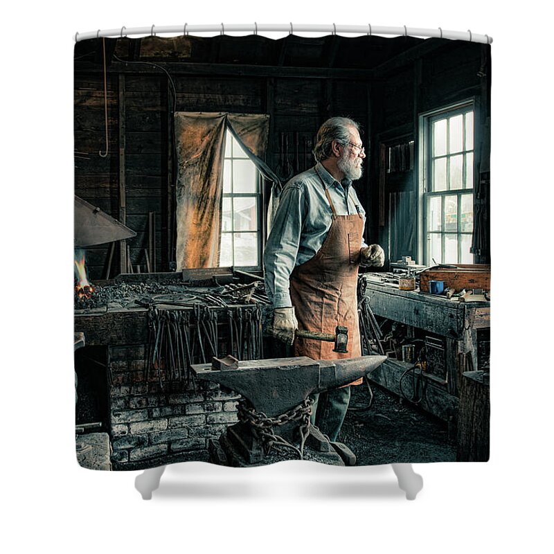 Shipsmith Shower Curtain featuring the photograph The Blacksmith - Smith by Gary Heller