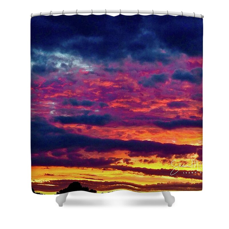 Sky Shower Curtain featuring the photograph The Blessing Blaze Above by Shawn M Greener