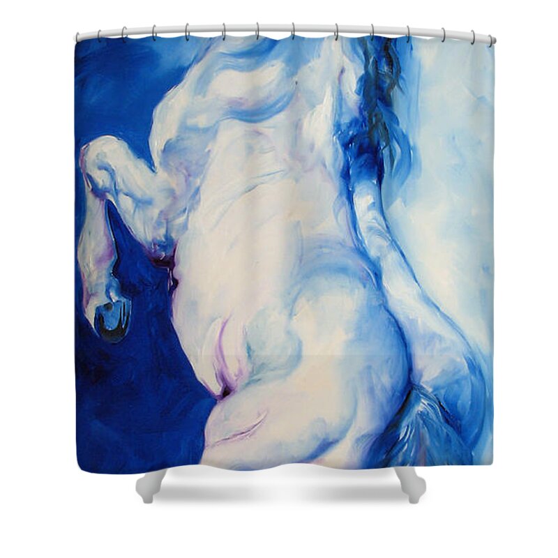 Horse Shower Curtain featuring the painting The Blue Roan by Marcia Baldwin