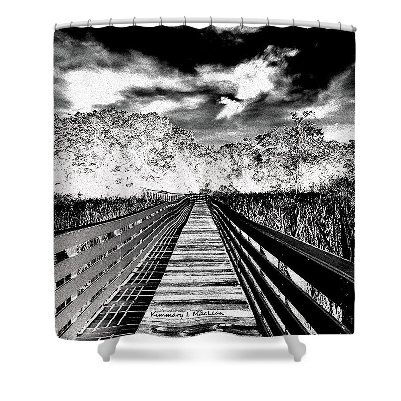 Bridge Shower Curtain featuring the digital art The Bridge by Kimmary MacLean