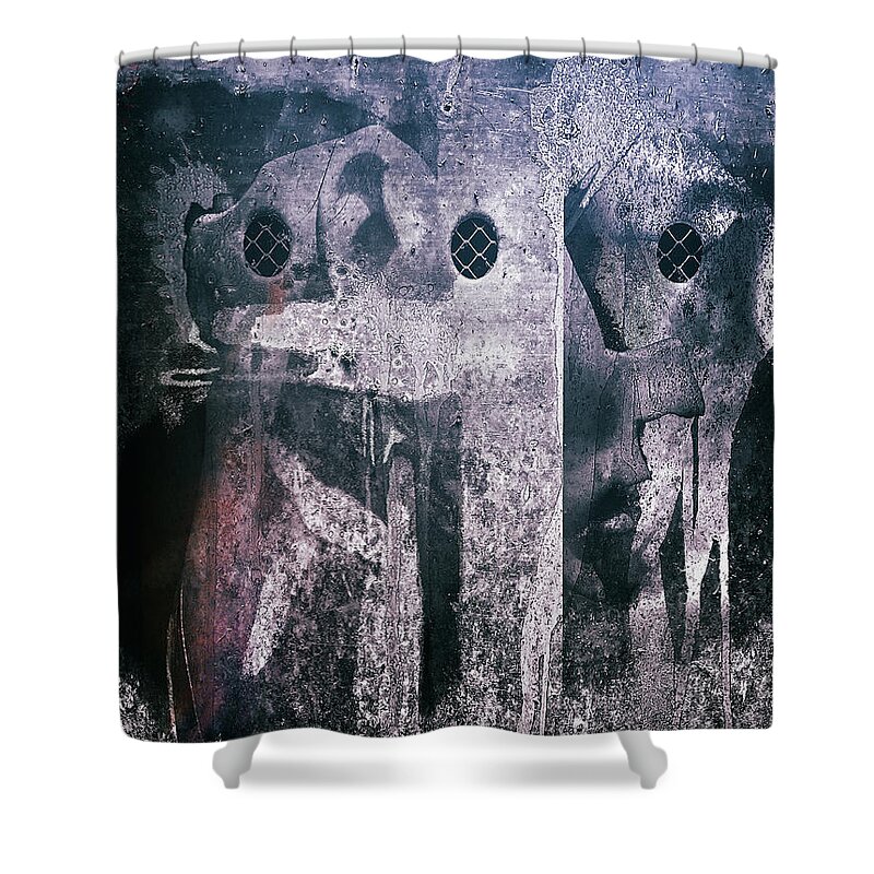 Face Shower Curtain featuring the digital art The broken head by Gabi Hampe