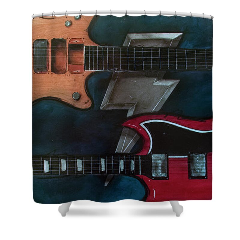 Music Shower Curtain featuring the painting The Brothers Young by Sean Parnell