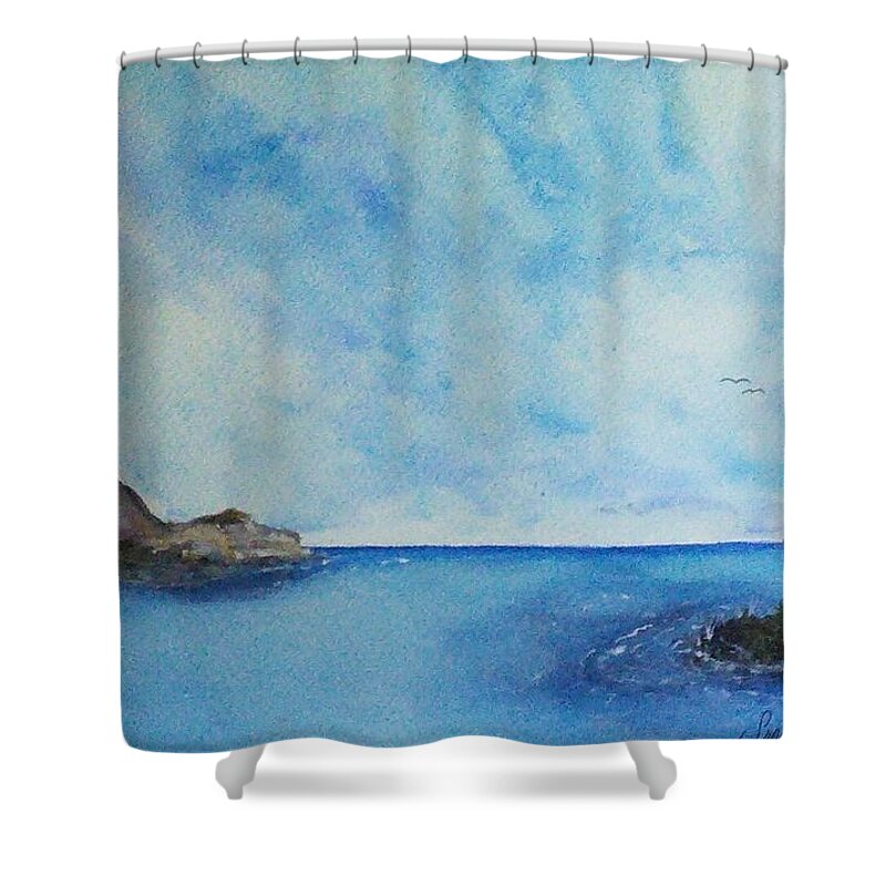 Watercolor Shower Curtain featuring the painting The Calm by Susan Nielsen