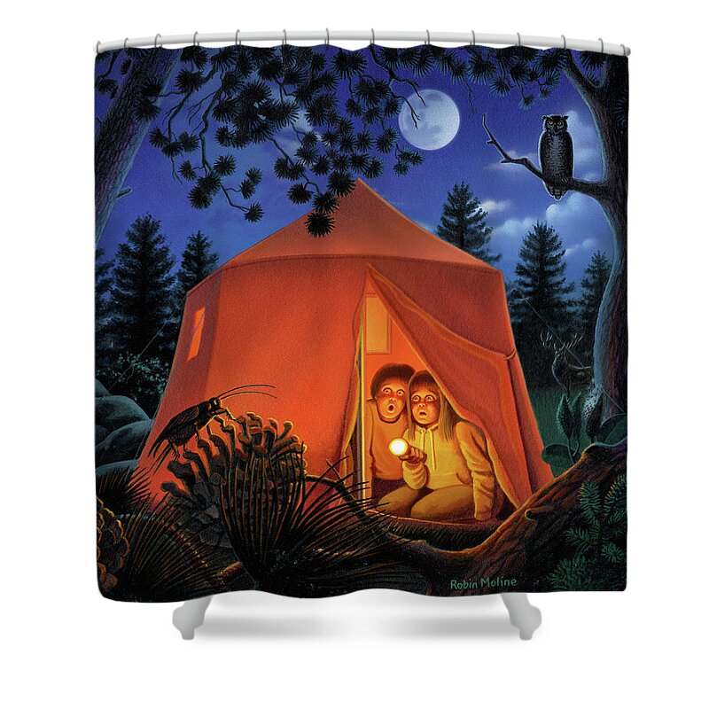 Camping Shower Curtain featuring the painting The Campout by Robin Moline