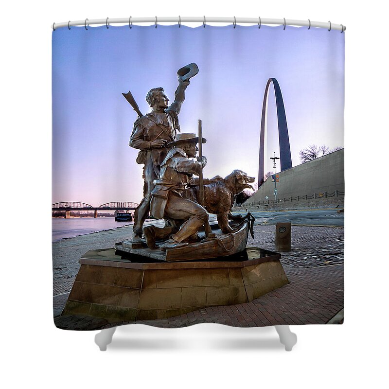 Lewis Shower Curtain featuring the photograph The Captain Returns with Arch by David Coblitz