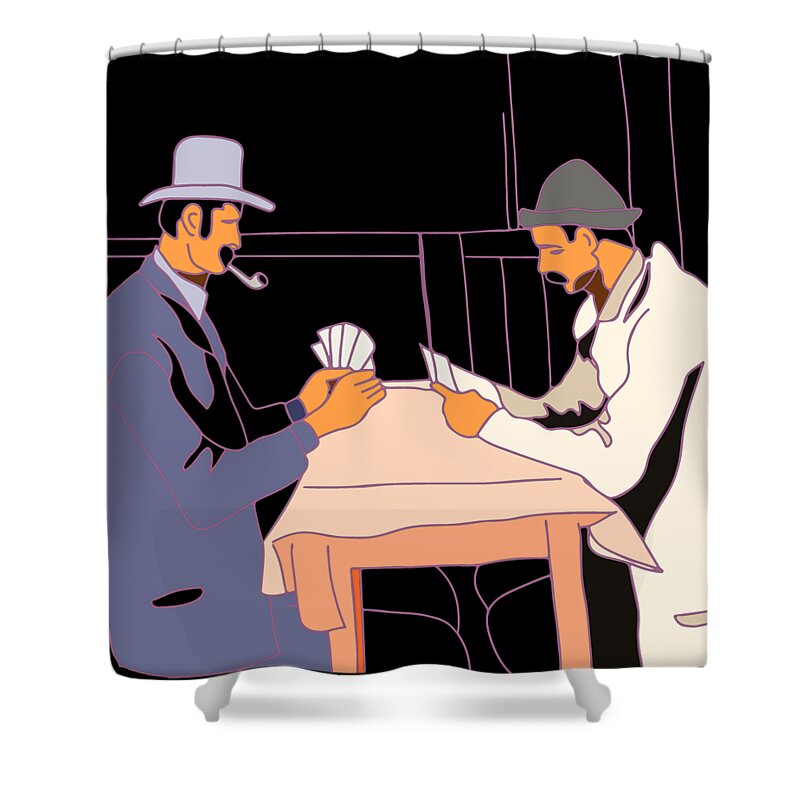 Card Shower Curtain featuring the digital art The card players by Piotr Dulski