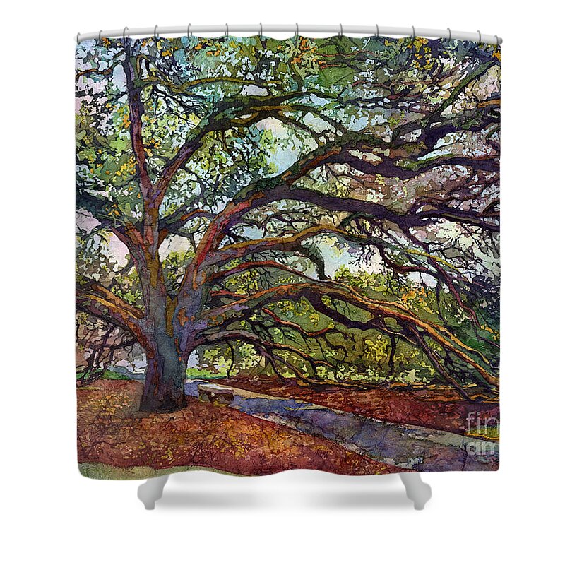 Oak Shower Curtain featuring the painting The Century Oak by Hailey E Herrera