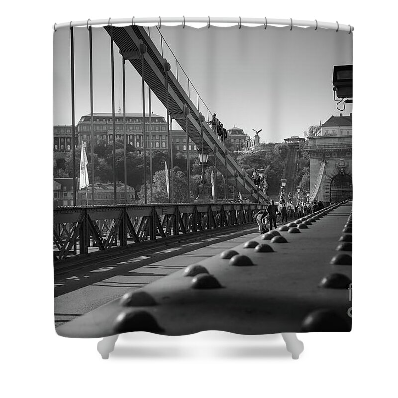 Chain Shower Curtain featuring the photograph The Chain Bridge, Danube Budapest by Perry Rodriguez