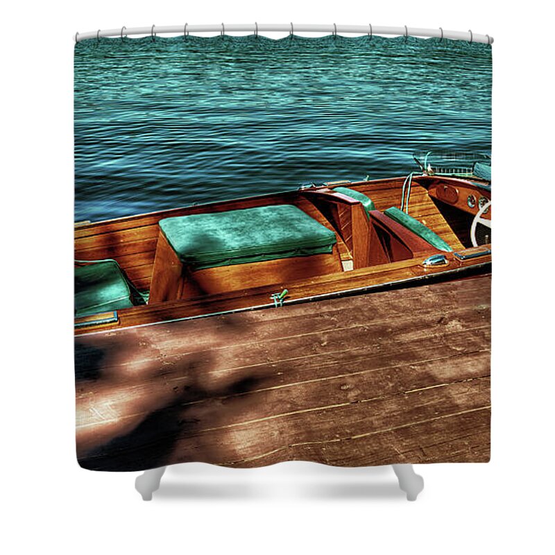 1958 Chris-craft Continental Shower Curtain featuring the photograph The Chris Craft Continental - 1958 by David Patterson