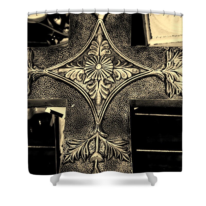 Cross Shower Curtain featuring the photograph The Christian Cross by Susanne Van Hulst
