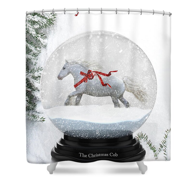 Equine Shower Curtain featuring the digital art The Christmas Cob by Terry Kirkland Cook